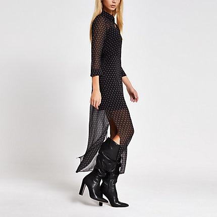 River Island Womens Printed Long Sleeve Midi Shirt Dress