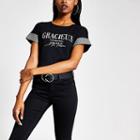 River Island Womens 'gracieux' Diamante Sleeve T-shirt