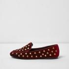 River Island Womens Heart Embroidered Slippers