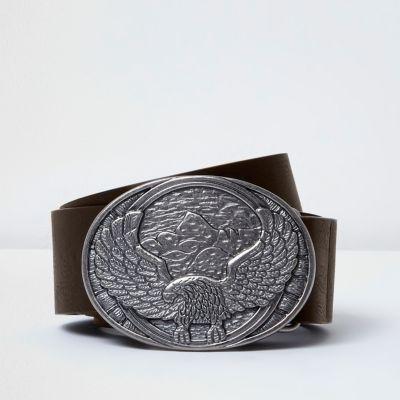 River Island Mensdark Eagle Plate Belt