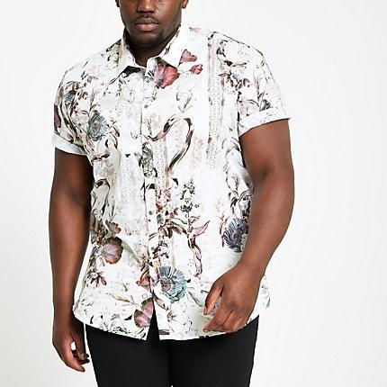 River Island Mens Big And Tall Floral Slim Fit Shirt