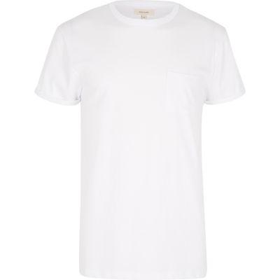 River Island Mens White Chest Pocket T-shirt