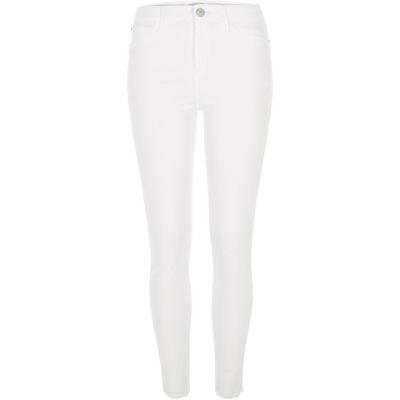 River Island Womens White Molly Raw Hem Jeggings