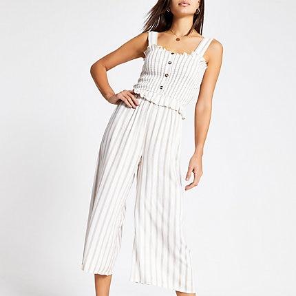 River Island Womens Stripe Wide Leg Jumpsuit
