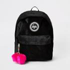 Womens Hype Velour Pom Pom Backpack