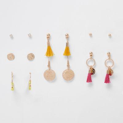 River Island Womens Gold Tone Tassel And Coin Earring Multipack