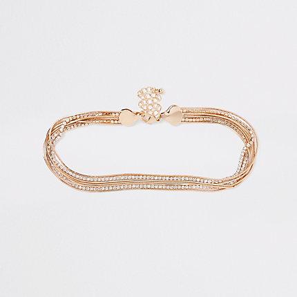 River Island Womens Gold Tone Diamante Snake Chain Choker