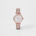 River Island Womens Rose Gold Rhinestone Encrusted Watch