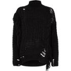 River Island Womens Mixed Stitch Fringe Cable Knit Sweater