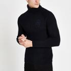 River Island Mens Muscle Fit Rib Roll Neck Sweater