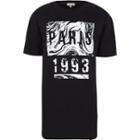 River Island Mensblack Cotton Longline Paris 1993 T-shirt