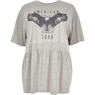 River Island Womens Plus Print Soft Peplum T-shirt