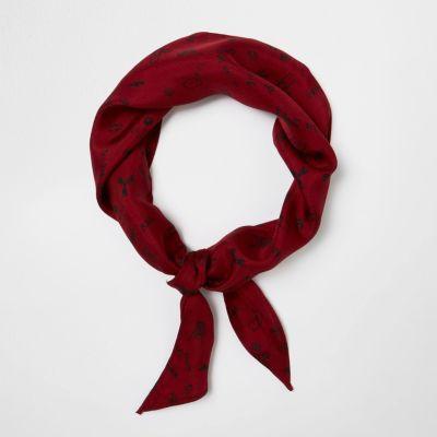 River Island Mensred Doodle Print Neck Scarf