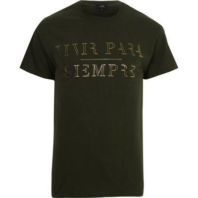 River Island Mens 'vivir' Metallic Print T-shirt