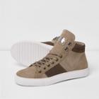 River Island Mensbrown Premium Leather Hi Top Trainers