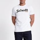 Mens Schott White Camouflage Crew Neck T-shirt
