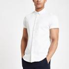 River Island Mens White Short Sleeve Twill Muscle Fit Shirt