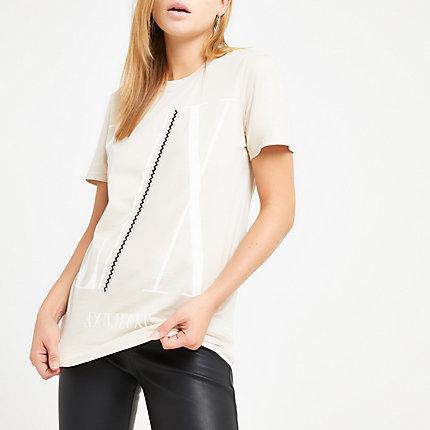 River Island Womens Diamante Trim Boyfriend T-shirt