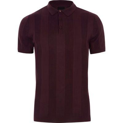 River Island Mens Rib Knit Short Sleeve Polo Shirt
