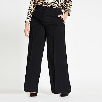 River Island Womens Plus Button Wide Leg Pants