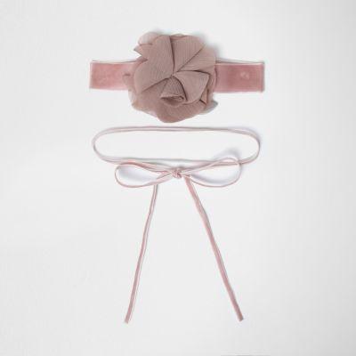 River Island Womens Velvet Corsage Choker And Bolo Necklace