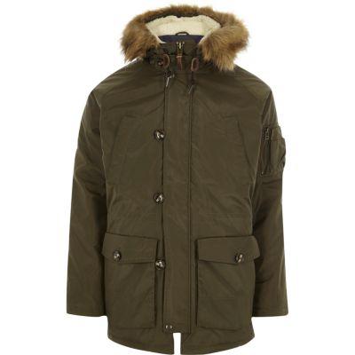 River Island Mens Lee Faux Fur Trim Parka Jacket