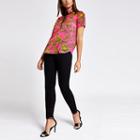 River Island Womens Floral Print Frill Collar Top