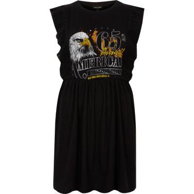 River Island Womens Eagle Rock Print Frill Sleeve Dress