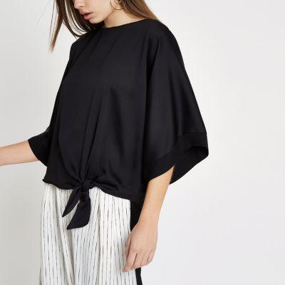 River Island Womens Satin Knot Side T-shirt
