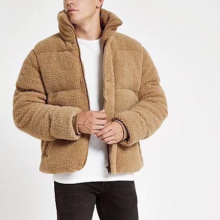 River Island Mens Fleece Puffa Coat