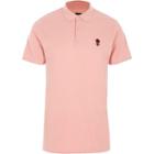 River Island Mens Rose Embroidered Slim Fit Polo Shirt