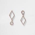 River Island Womens Gold Tone Asymmetric Rhinestone Drop Earrings