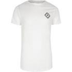River Island Mens White Slub Chest Print Muscle Fit T-shirt