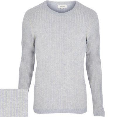 River Island Mens Ribbed Long Sleeve Sweater