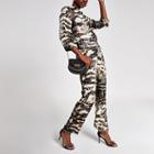 River Island Womens Camo Wrap Front Boiler Jumpsuit