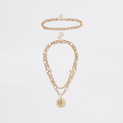 River Island Womens Gold Tone Chunky Chain Lion Pendant Necklace