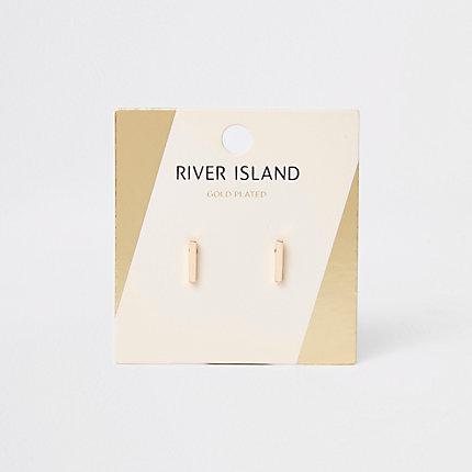 River Island Womens Gold Color Bar Stud Earrings