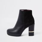 River Island Womens Faux Leather Block Heel Ankle Boots