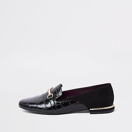 River Island Womens Gem Heel Snaffle Loafers