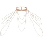 River Island Womens Rose Gold Tone Rhinestone Draped Choker Harness