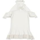River Island Womens Cold Shoulder Frill Peplum Top