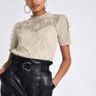 River Island Womens Lace Beaded High Neck Top