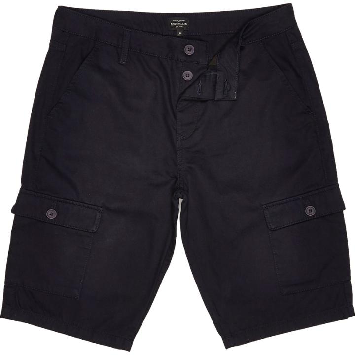 River Island Mensnavy Cotton Smart Cargo Shorts