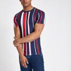 River Island Mens Vertical Stripe Muscle Fit T-shirt