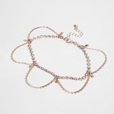 River Island Womens Rose Gold Tone Drape Anklet