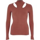 River Island Womens Ribbed Cut Out Long Sleeve Top