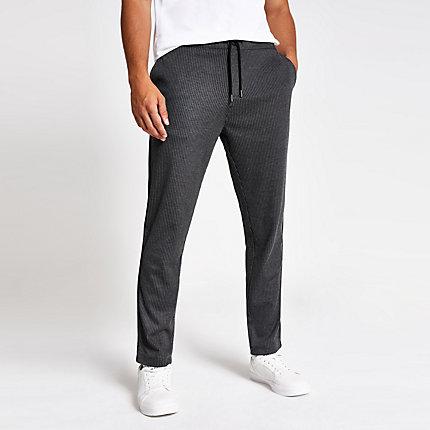 River Island Mens Stripe Drawstring Skinny Trousers