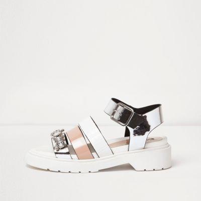 River Island Womens White Chunky Multi Strap Sandals
