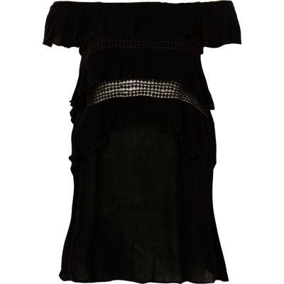 River Island Womens Bardot Tiered Frill Beach Dress