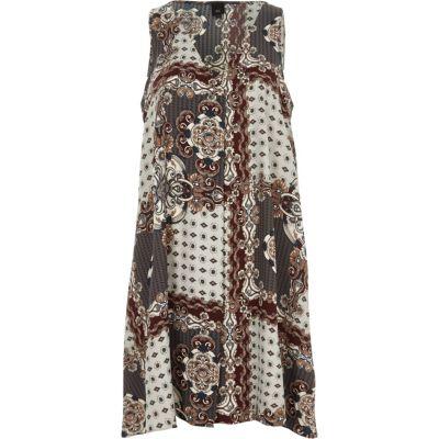 River Island Womens Scarf Print Sleeveless Swing Dress